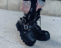 A9801 Black 12-Eye 3-Strap Dino Boot