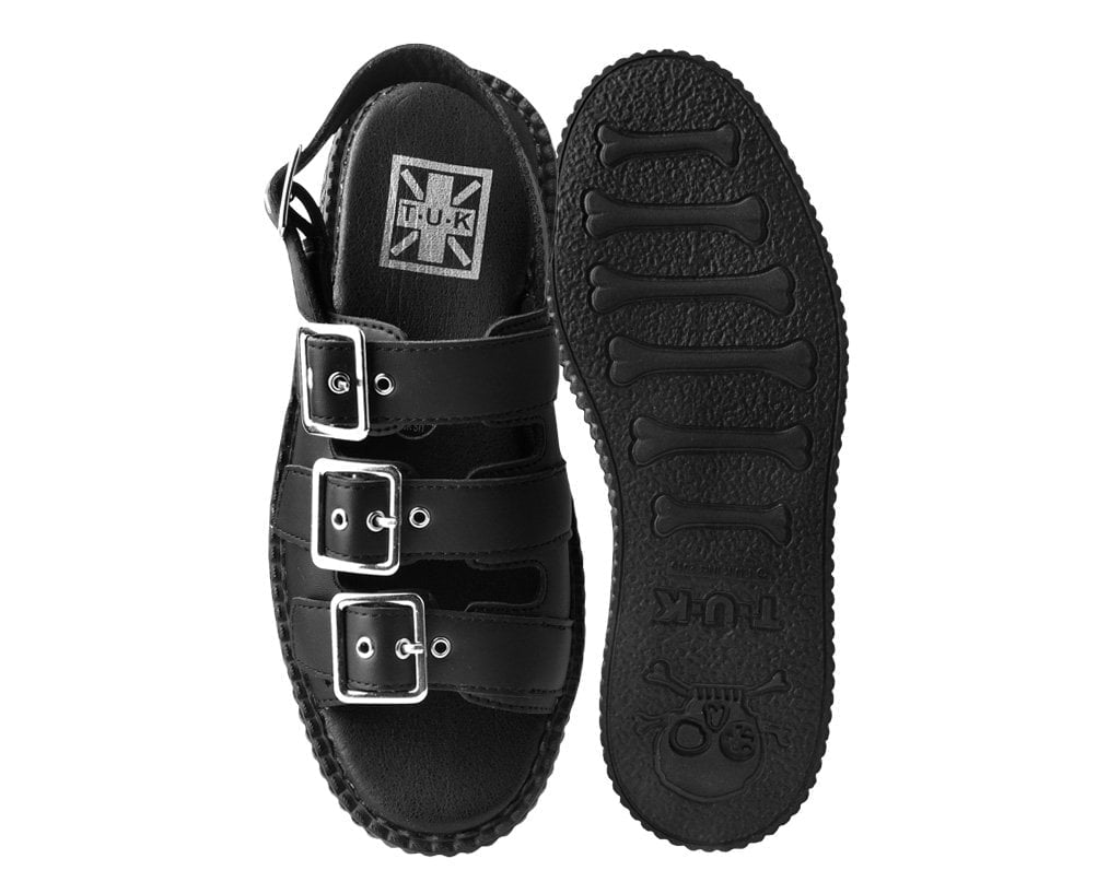 V9880L Black 3-Buckle Mondo Sandal