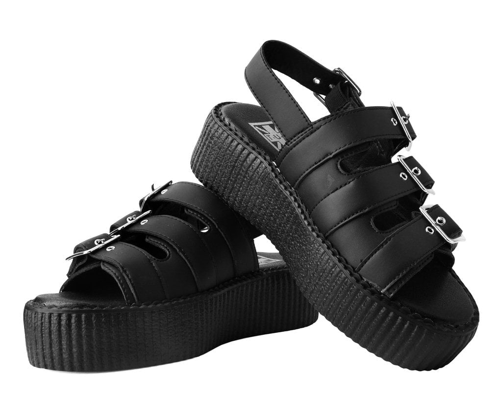 V9880L Black 3-Buckle Mondo Sandal