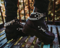 A9752 Black 7-Eye Chain & Strap Dino Lug Boot