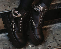 A9752 Black 7-Eye Chain & Strap Dino Lug Boot