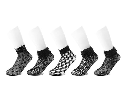 TSK1123 Black Assorted Fishnet 5-Pk Sock TSK1123-OS