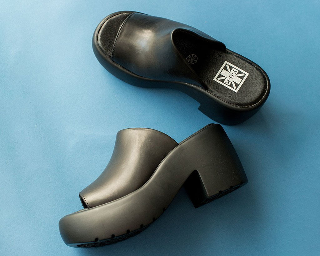 A9878L Black Bubble Mule Heel