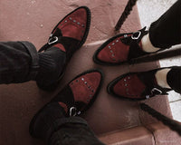 Black & Burgundy Suede Pointed Buckle Creeper - T.U.K.A9592-03