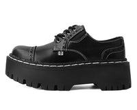 Black Burnished Contrast Stitch Double Decker Brogue - T.U.K.A3030L-05