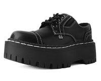 Black Burnished Contrast Stitch Double Decker Brogue - T.U.K.A3030L-05