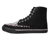 A3095 Black Canvas & Leopard 8-Eye Sneaker Boot