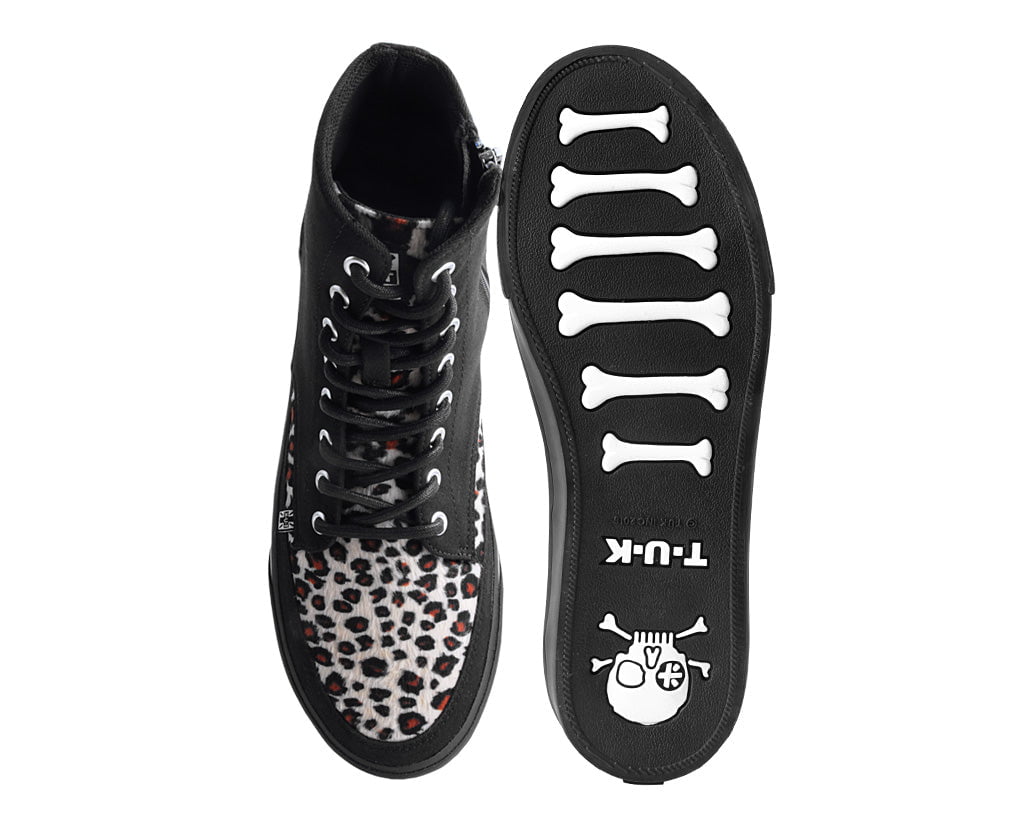 A3095 Black Canvas & Leopard 8-Eye Sneaker Boot