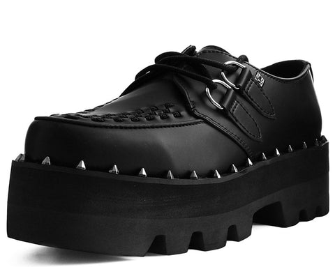 Black Faux Leather Dino Lug Sole Creeper - T.U.K.A9469-03