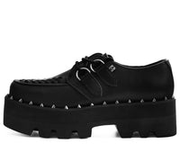 A9469 Black Faux Leather Dino Lug Sole Creeper