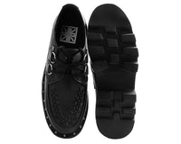 A9469 Black Faux Leather Dino Lug Sole Creeper