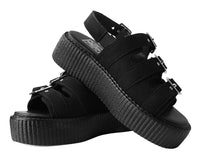 V3141L Black Faux Suede 3-Buckle Mondo Sandal