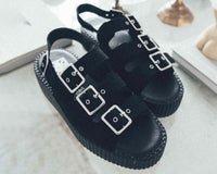 V3141L Black Faux Suede 3-Buckle Mondo Sandal