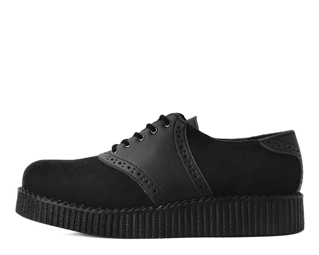 F9837 Black Faux Suede & TUKskin™ Saddle Oxford