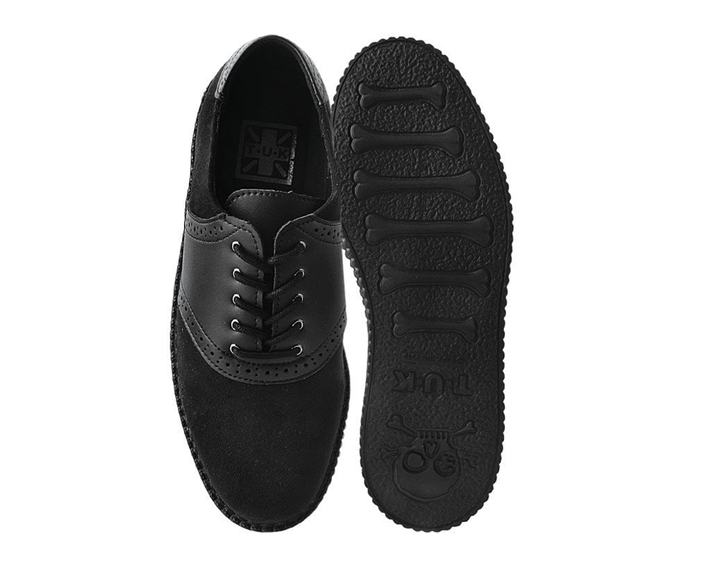 F9837 Black Faux Suede & TUKskin™ Saddle Oxford