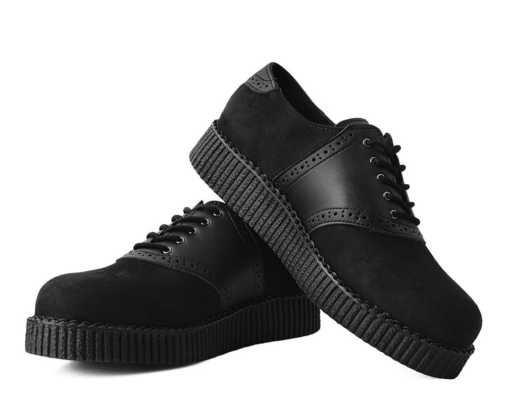 F9837 Black Faux Suede & TUKskin™ Saddle Oxford