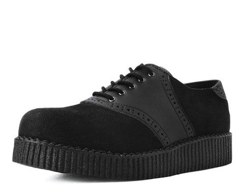 F9837 Black Faux Suede & TUKskin™ Saddle Oxford
