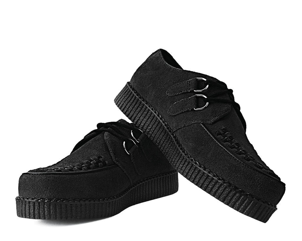 F9779 Black Faux Suede Viva Low Creeper