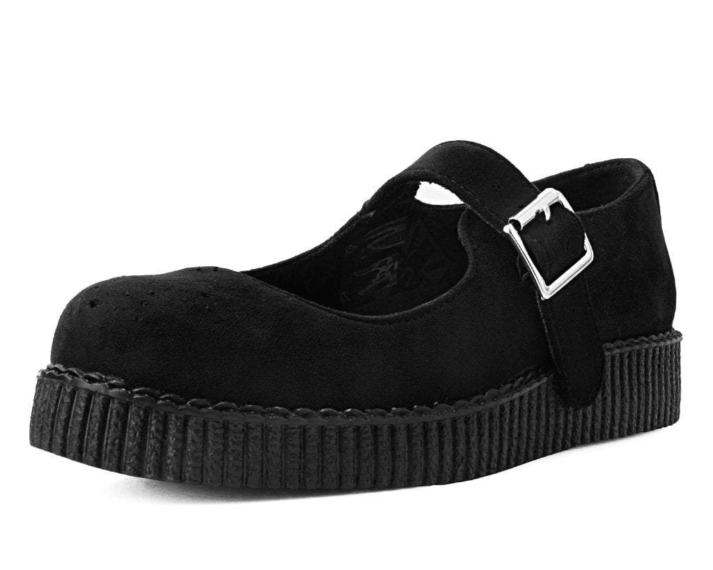 F9829L Black Faux Suede Viva Low Mary Jane