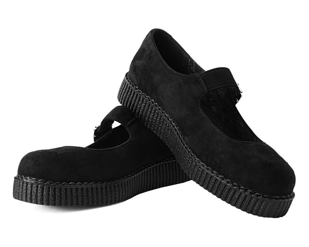 F9829L Black Faux Suede Viva Low Mary Jane