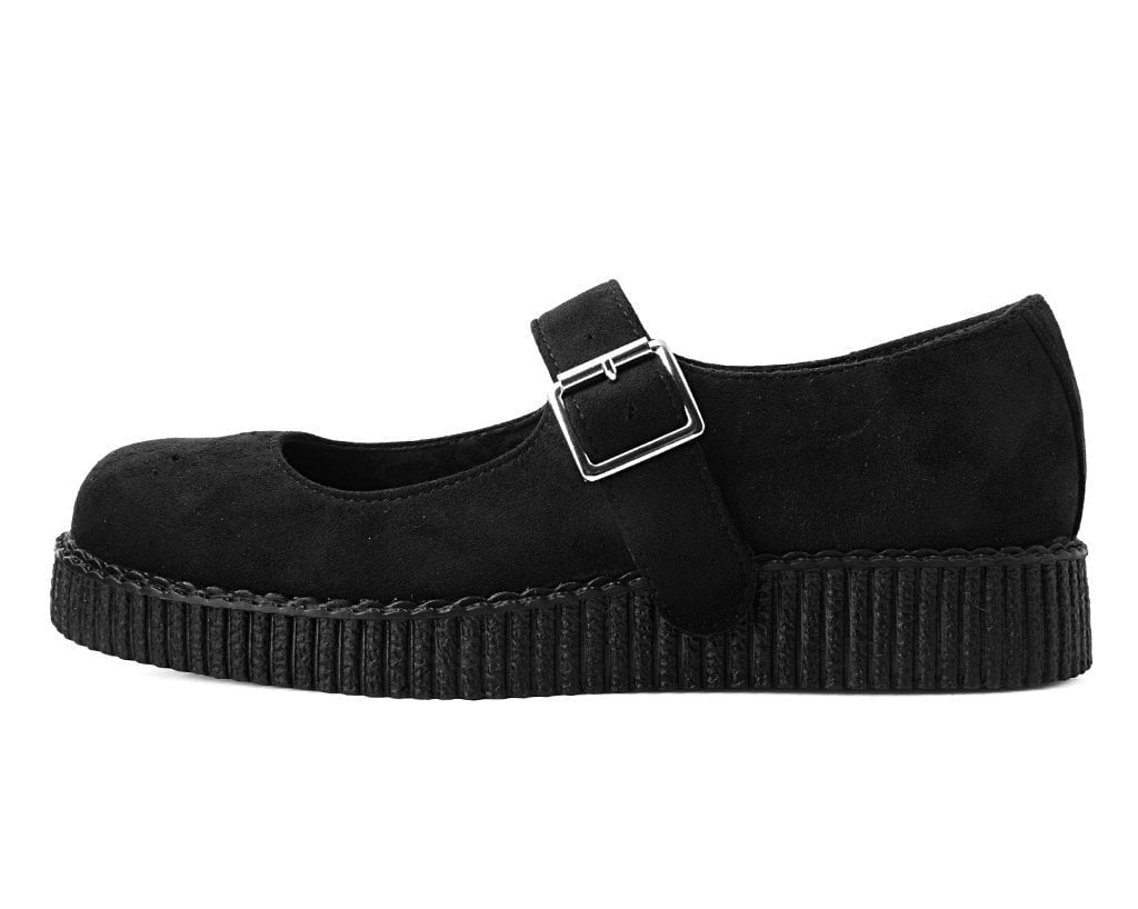 F9829L Black Faux Suede Viva Low Mary Jane