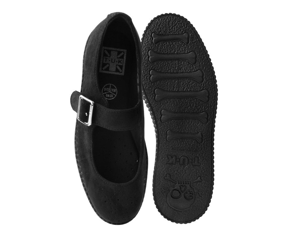 F9829L Black Faux Suede Viva Low Mary Jane