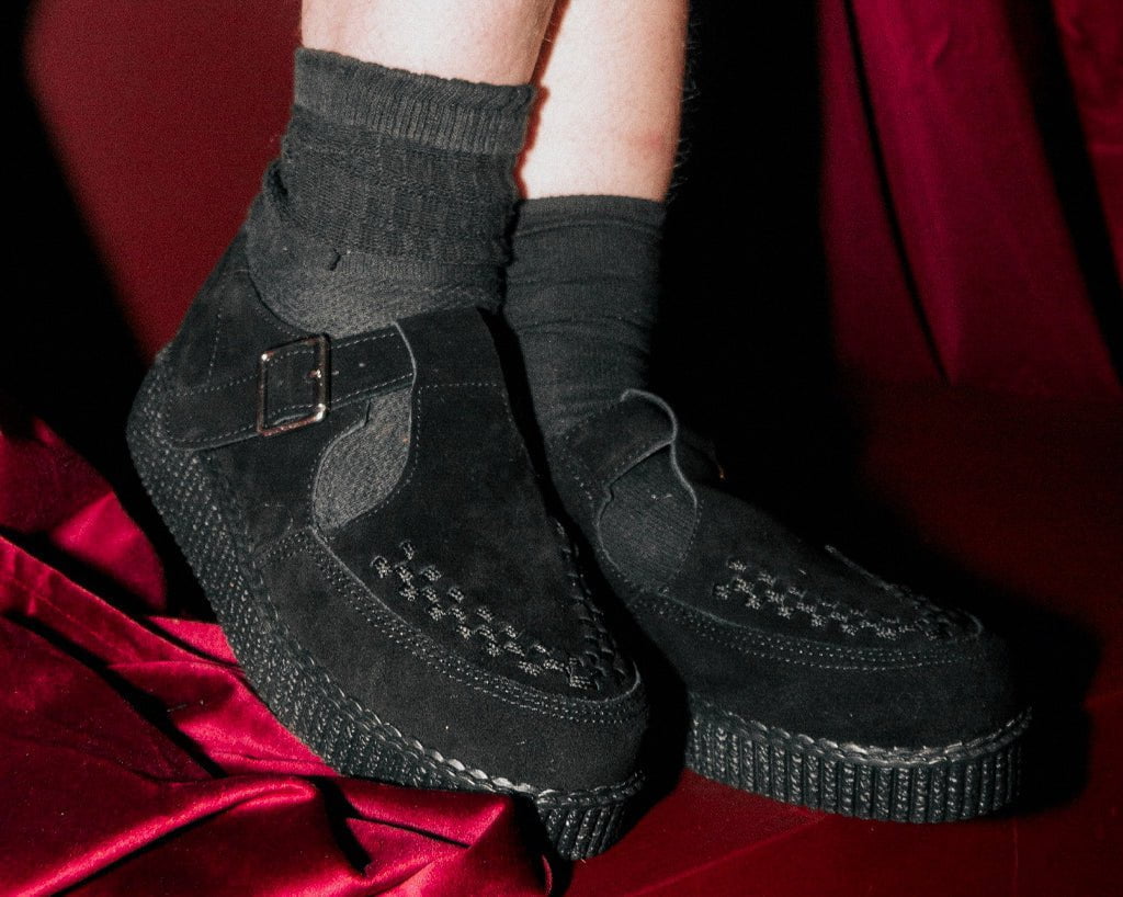 Black Faux Suede Viva Low Sandal - T.U.K.F9954-03