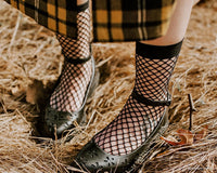 TSK1016 Black Fishnet Crew Sock TSK1016-OS