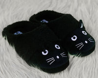 SL03 Black Fuzzy Kitty Slipper