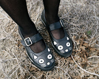A9217L Black Kitty Face Mary Janes