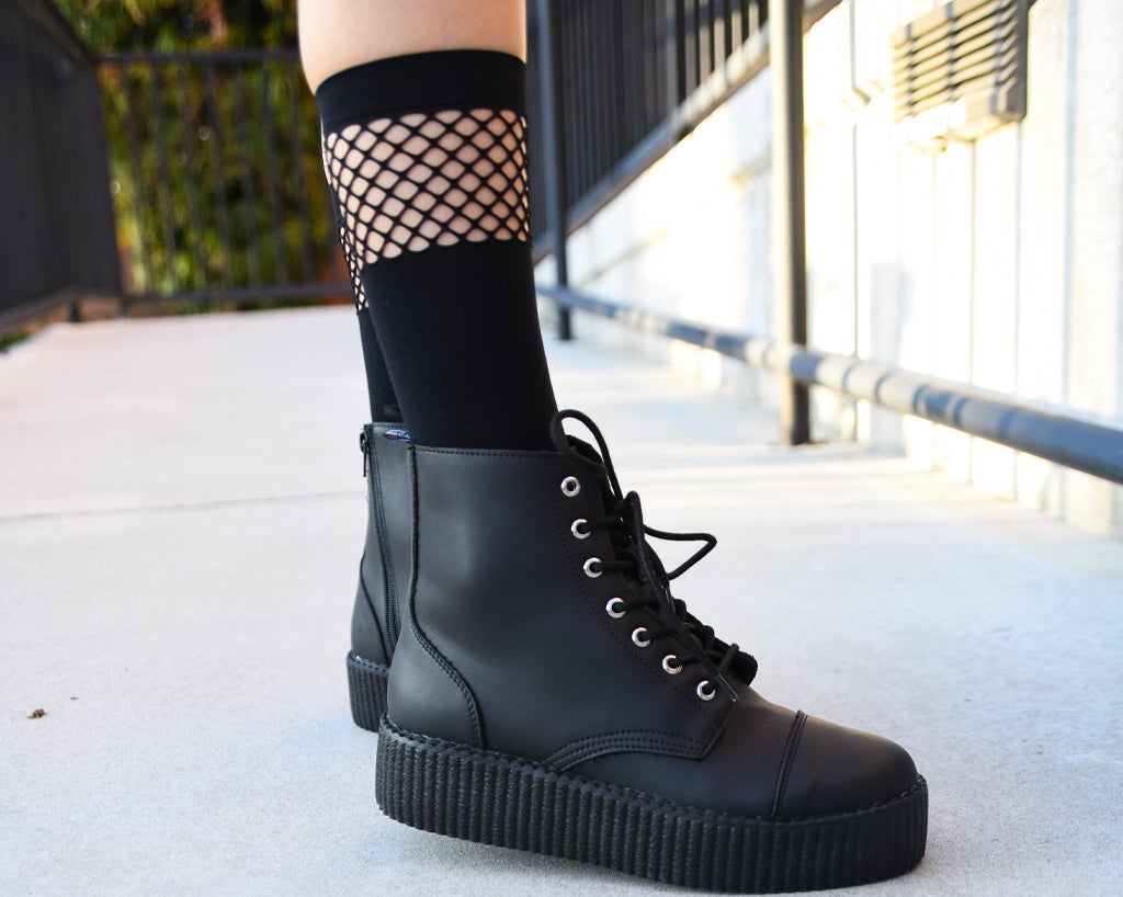 TSK1141 Black Knee High Mesh Sock TSK1141-OS