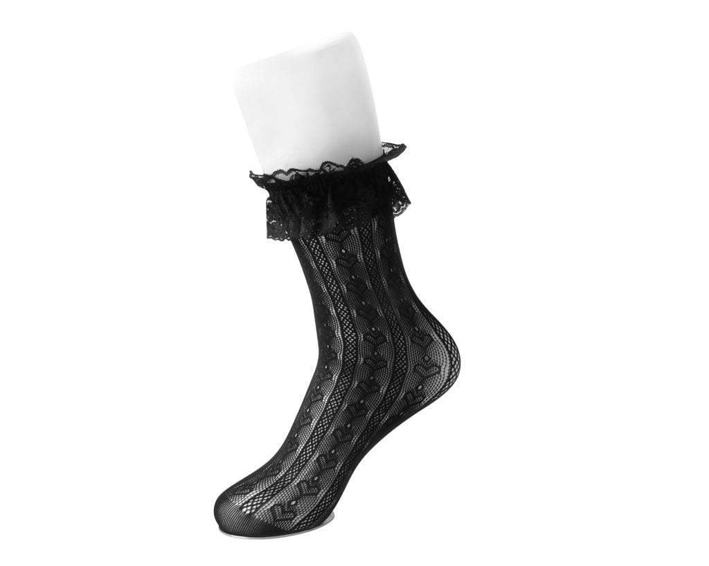TSK1069 Black Lace Crew Sock TSK1069-OS