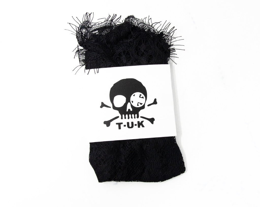 TSK1064 Black Lace Ribbon Tie Ankle Sock TSK1064-OS