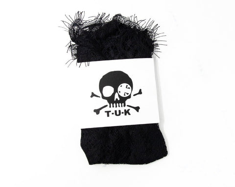 TSK1064 Black Lace Ribbon Tie Ankle Sock TSK1064-OS