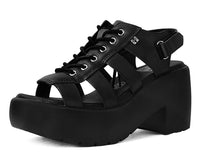 A9962L Black Lace Up Bubble Heel