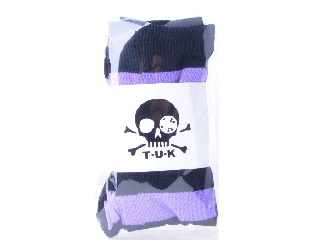 TSK1144 Black & Lavender Striped Thigh High Sock TSK1144-OS