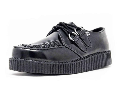 Black Leather Viva Low Creeper - T.U.K.F6806-03