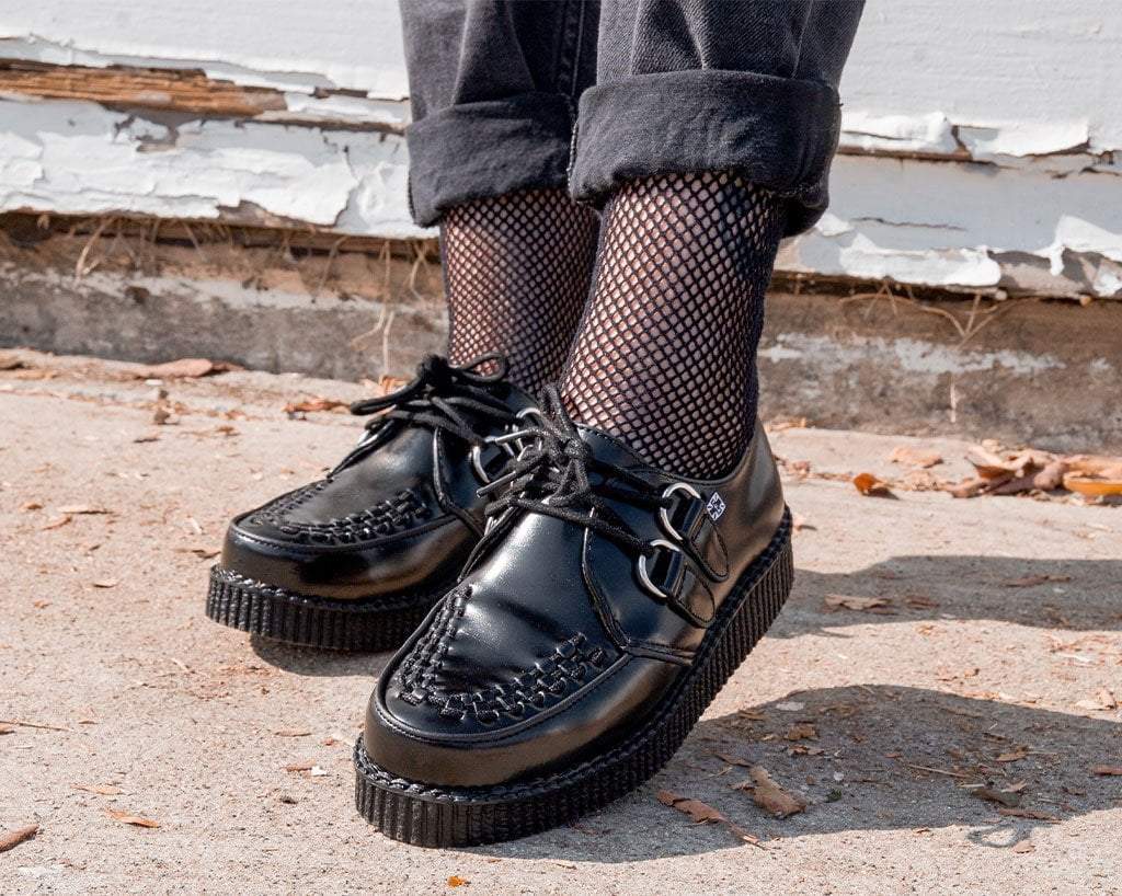 Black Leather Viva Low Creeper - T.U.K.F6806-03