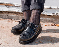 Black Leather Viva Low Creeper - T.U.K.F6806-03