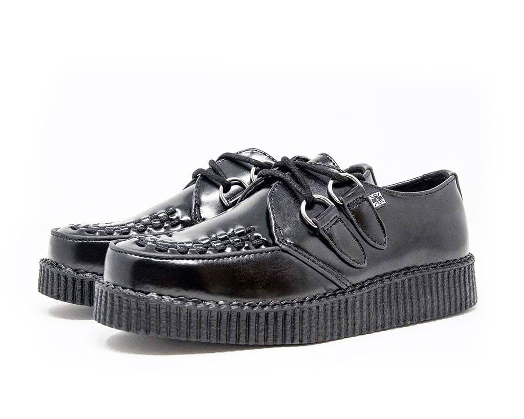 Black Leather Viva Low Creeper - T.U.K.F6806-03