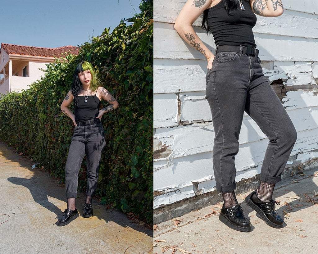 Black Leather Viva Low Creeper - T.U.K.F6806-03