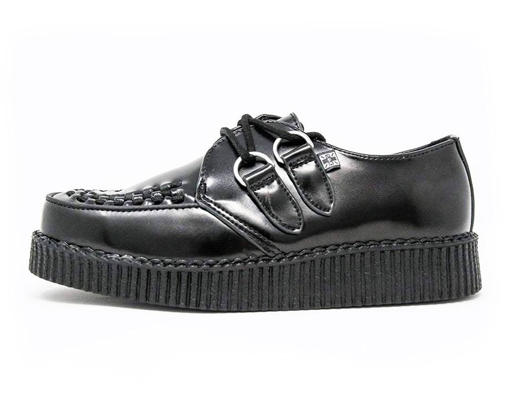 Black Leather Viva Low Creeper - T.U.K.F6806-03