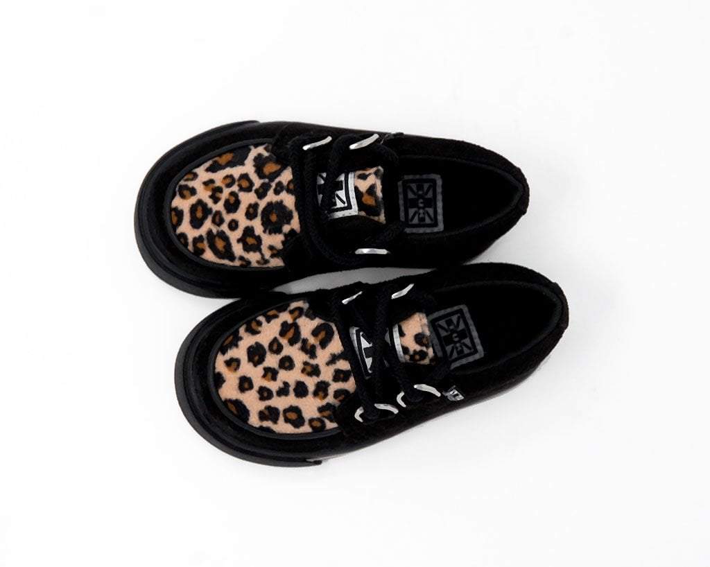 A9724B Black & Leopard 2-Ring Creeper Toddler Sneaker