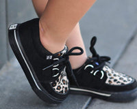 A9724B Black & Leopard 2-Ring Creeper Toddler Sneaker