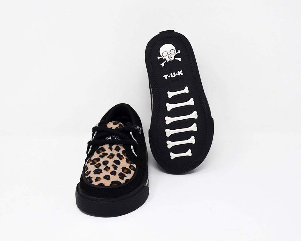 A9724B Black & Leopard 2-Ring Creeper Toddler Sneaker