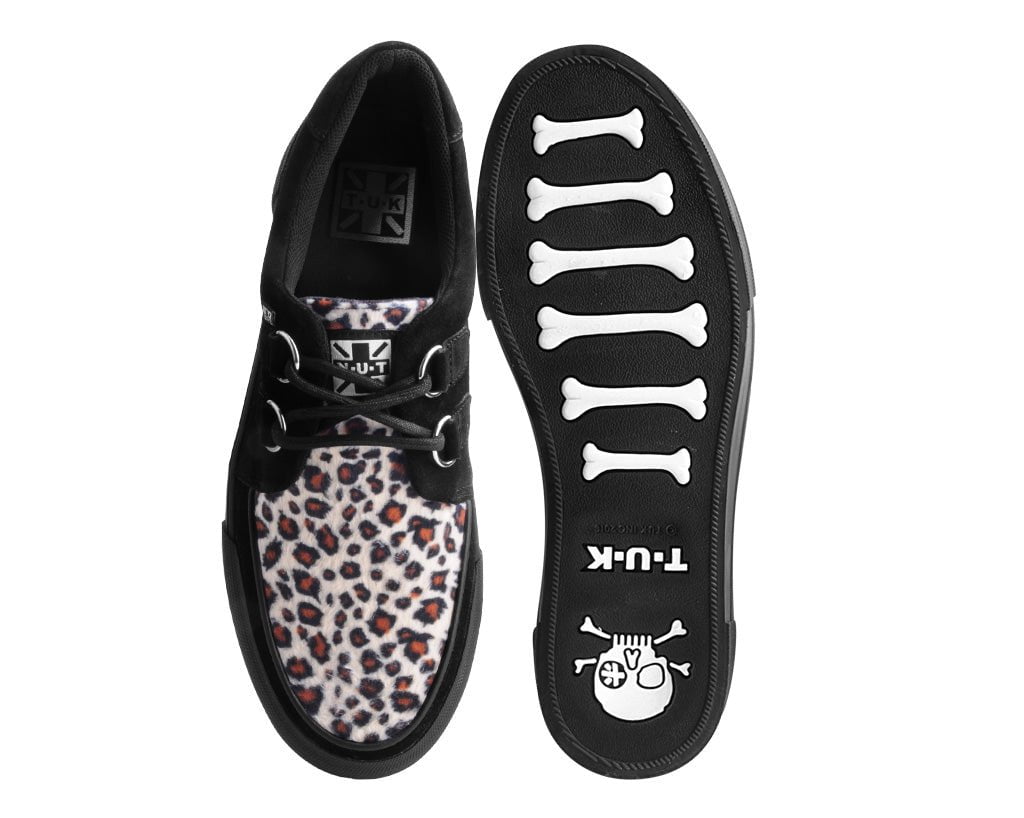 A3137 Black & Leopard Suede Platform Creeper Sneaker