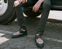 A9418 Black & Leopard Tie Pointed Lace Up EZC