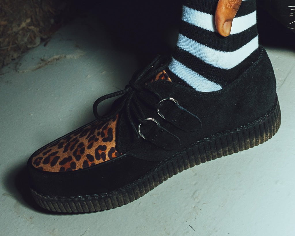 Black & Leopard Viva Low Creeper - T.U.K.F8142-03