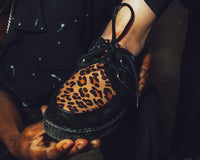 F8142 Black & Leopard Viva Low Creeper