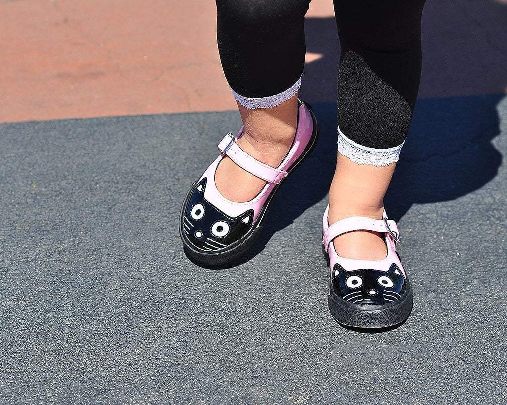 A9726B Black & Pink Kitty Mary Jane Toddler Sneaker
